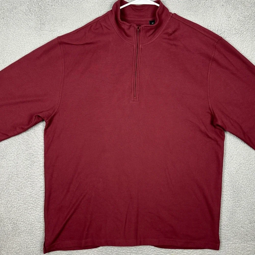 NEW Jos. A. Bank Travelers Sweater Mens 2XT Tall Burgundy Quarter Zip Pullover